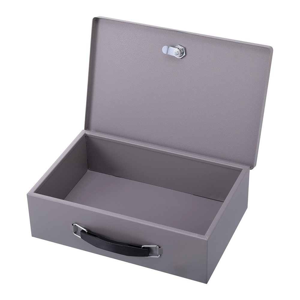 Sparco All-Steel Insulated Cash Box - Steel - Gray - 3.8" Height x 12.8" Width x 8.3" Depth. Picture 5