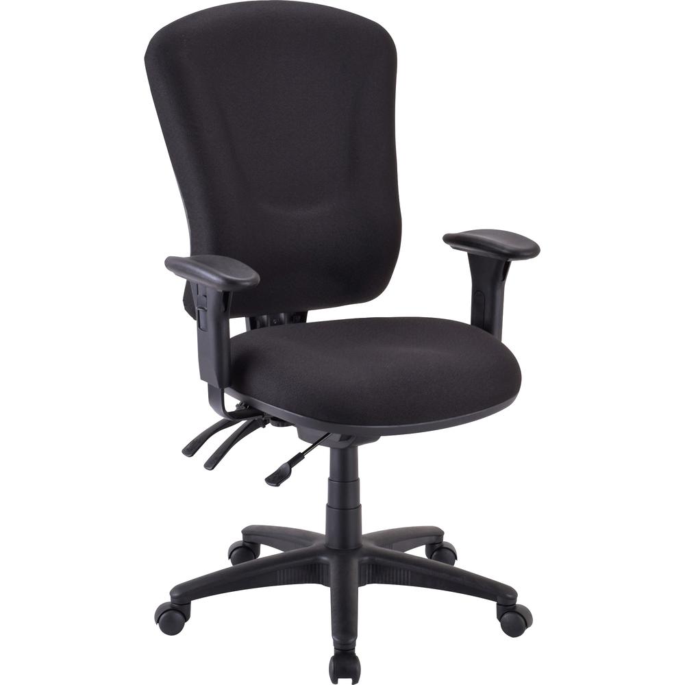 Lorell Contoured Managerial Task Chair - Black Polyester Seat - Black Frame - 1 Each. Picture 3