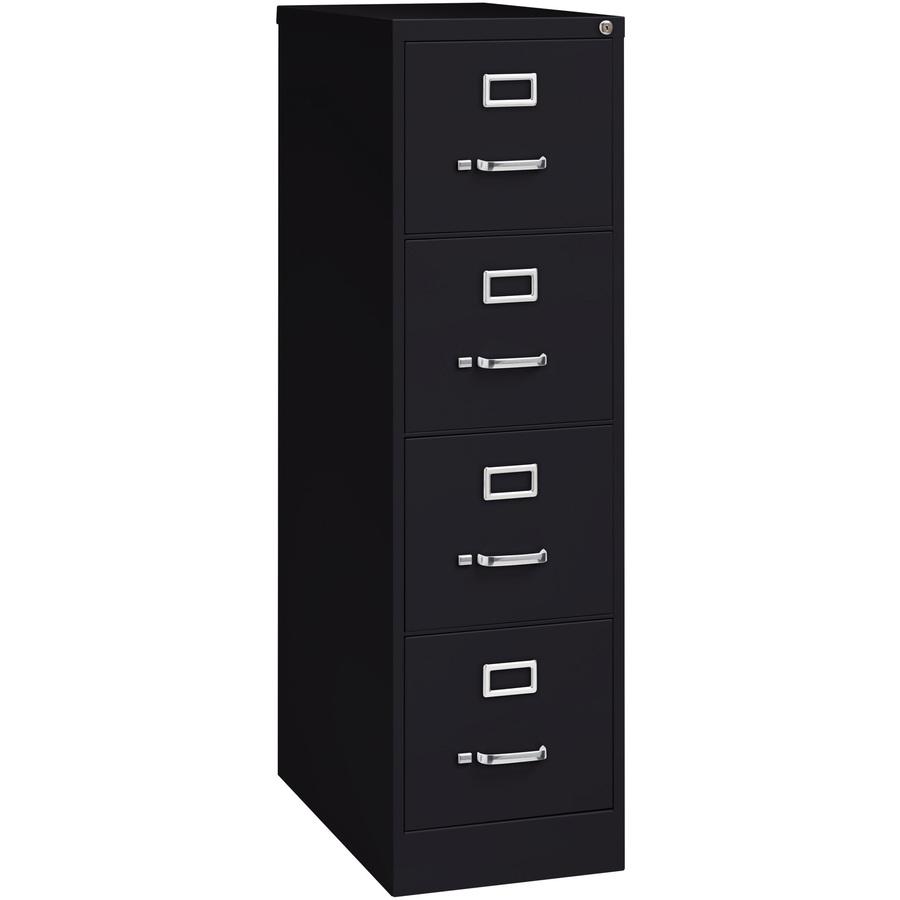 Lorell Fortress Series 26-1/2" Commercial-Grade Vertical File Cabinet - 15" Width x 26.5" Depth x 52" Height - 4 x Drawer(s) for File - Letter - Vertical - Security Lock, Ball-bearing Suspension, Heav. Picture 11