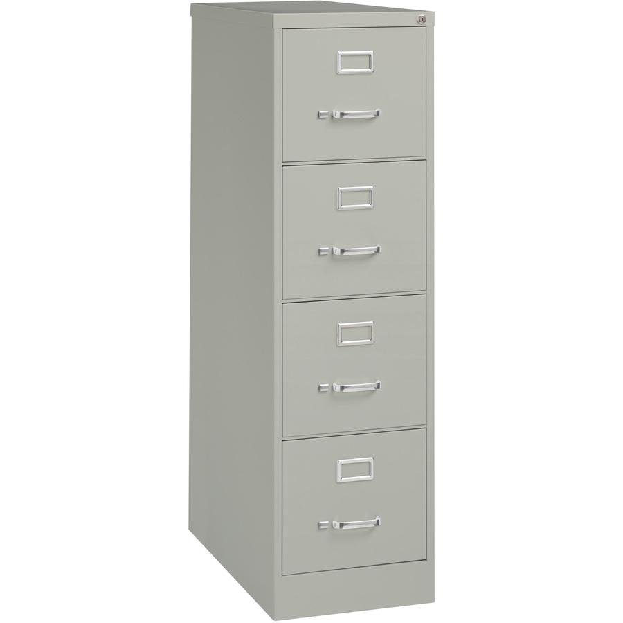 Lorell Fortress Series 26-1/2" Commercial-Grade Vertical File Cabinet - 15" Width x 26.5" Depth x 52" Height - 4 x Drawer(s) for File - Letter - Vertical - Security Lock, Ball-bearing Suspension, Heav. Picture 9