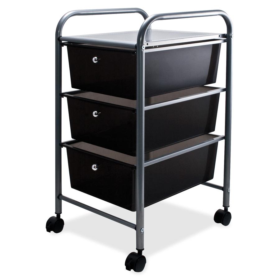 Advantus 3-Drawer Organizer - 3 Drawer - 4 Casters - Metal - x 15.5" Width x 13" Depth x 27" Height - Smoke - 1 Each. Picture 3