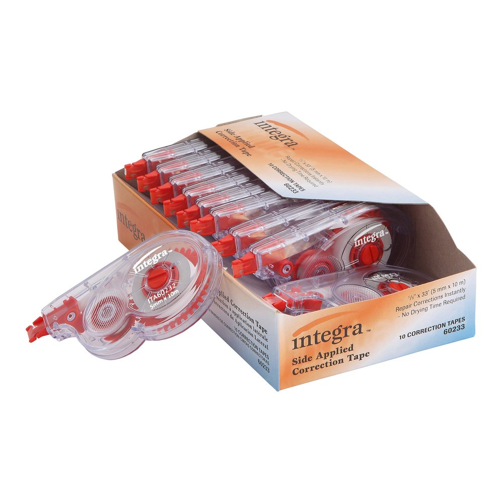 Integra Side-Apply Correction Tape - 0.20" Tape Width x 32.80 ft Tape Length - Smoke Dispenser - Tear Resistant - Smoke - 10 / Pack. Picture 4
