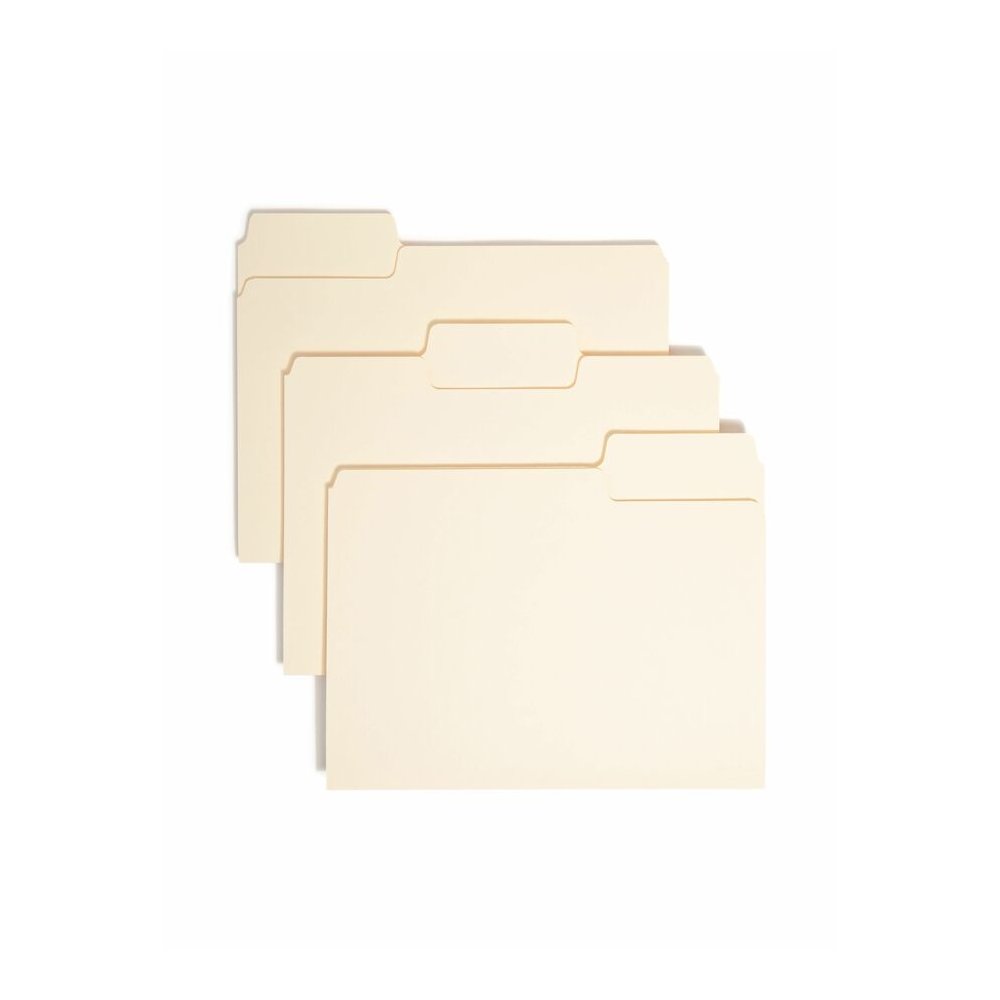 Smead SuperTab 1/3 Tab Cut Letter Recycled Top Tab File Folder - 8 1/2" x 11" - 3/4" Expansion - Top Tab Location - Assorted Tab Position - 11 pt. - 1 Plys - Manila - 10% Recycled - 100 / Box. Picture 8