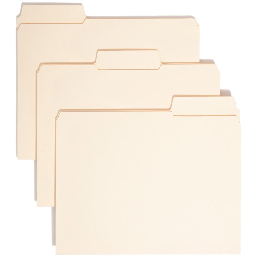 Smead SuperTab 1/3 Tab Cut Letter Recycled Top Tab File Folder - 8 1/2" x 11" - 3/4" Expansion - Top Tab Location - Assorted Position Tab Position - Manila - 10% Recycled - 100 / Box. Picture 11