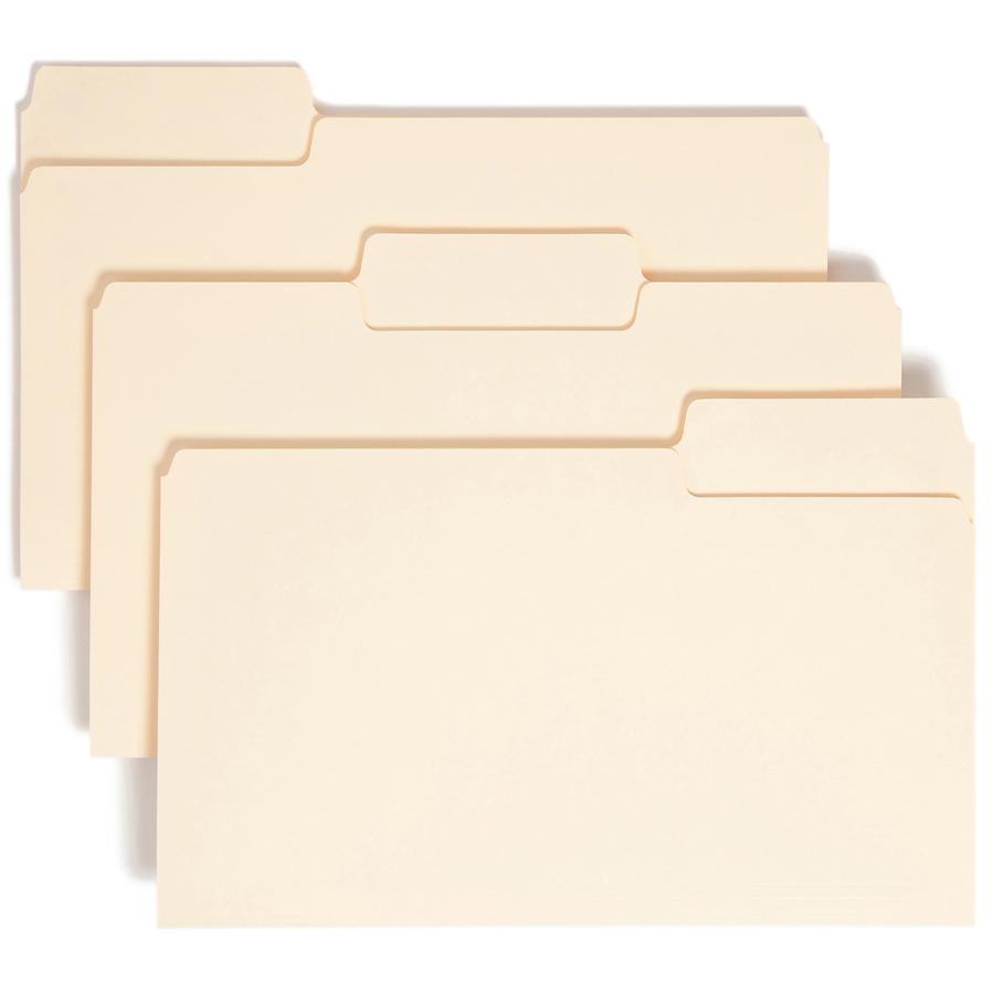 Smead SuperTab 1/3 Tab Cut Legal Recycled Top Tab File Folder - 8 1/2" x 14" - 3/4" Expansion - Top Tab Location - Assorted Position Tab Position - Manila - 10% Recycled - 100 / Box. Picture 10