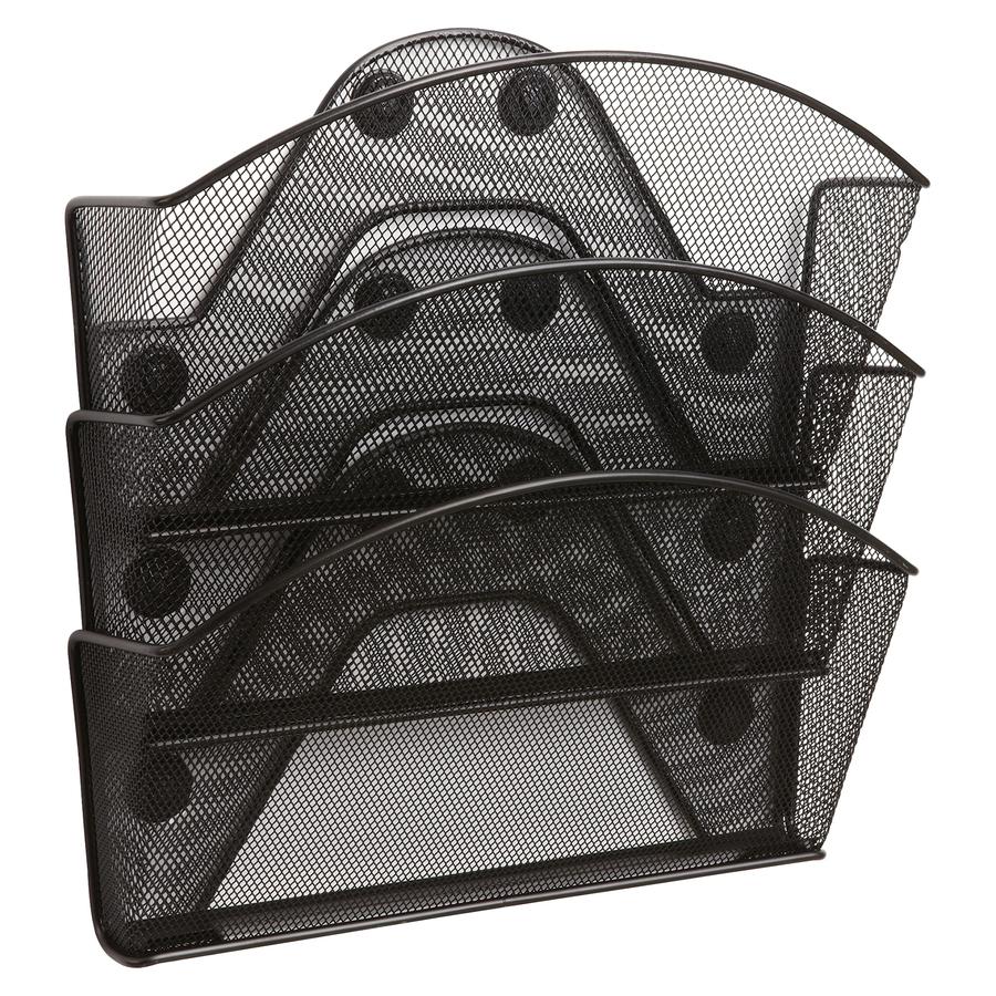 Safco Black Magic Magnetic Triple File Pocket - 3 Compartment(s) - 13.5" Height x 12.5" Width x 4" Depth - Wall Mountable - Black - Steel - 3 / Each. Picture 2