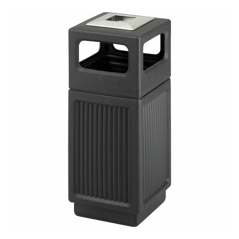 Safco Recessed Panels Waste Receptacle - 15 gal Capacity - 32.8" Height x 13.8" Width x 13.8" Depth - Polyethylene - Black - 1 Each. Picture 12