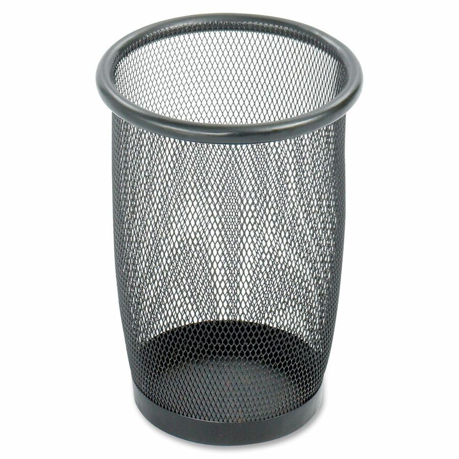 Safco Round Mesh Wastebaskets - 3 quart Capacity - Round - 7.50" Opening Diameter - 9" Height - Steel - Black - (Qty 3). Picture 3