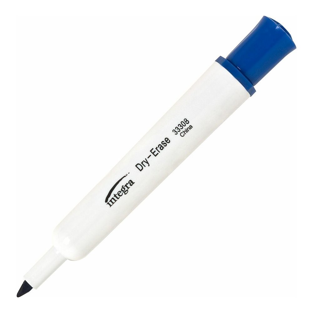 Integra Chisel Point Dry-erase Markers - Blue Ink - Fiber Tip - Writing - 1 Dozen. Picture 8