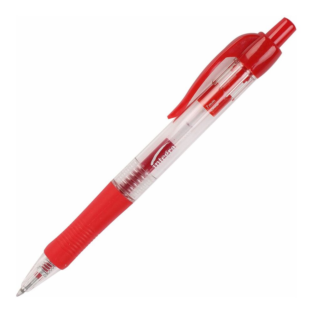 Integra Retractable 0.7mm Gel Pens - Retractable - Red Ink - Gel-based - Red Barrel - Metal Tip - 1 Dozen. Picture 5