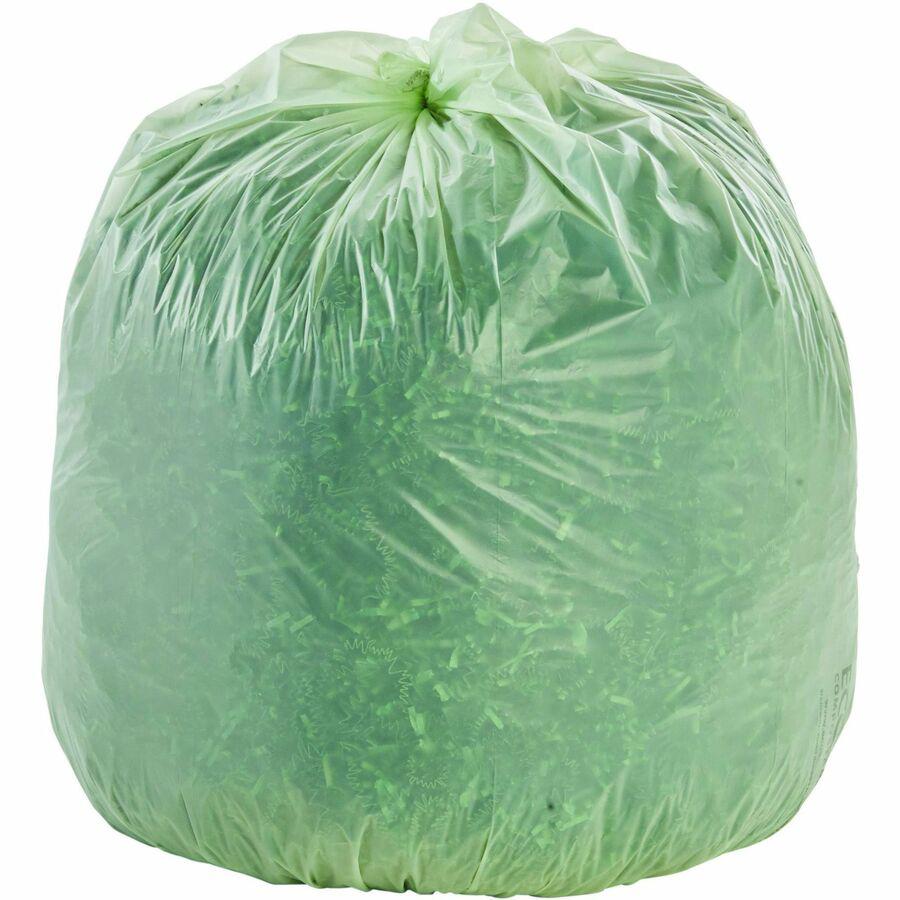 Stout EcoSafe Trash Bags - 48 gal Capacity - 42" Width x 48" Length - 0.85 mil (22 Micron) Thickness - Green - Plastic - 40/Carton. Picture 16