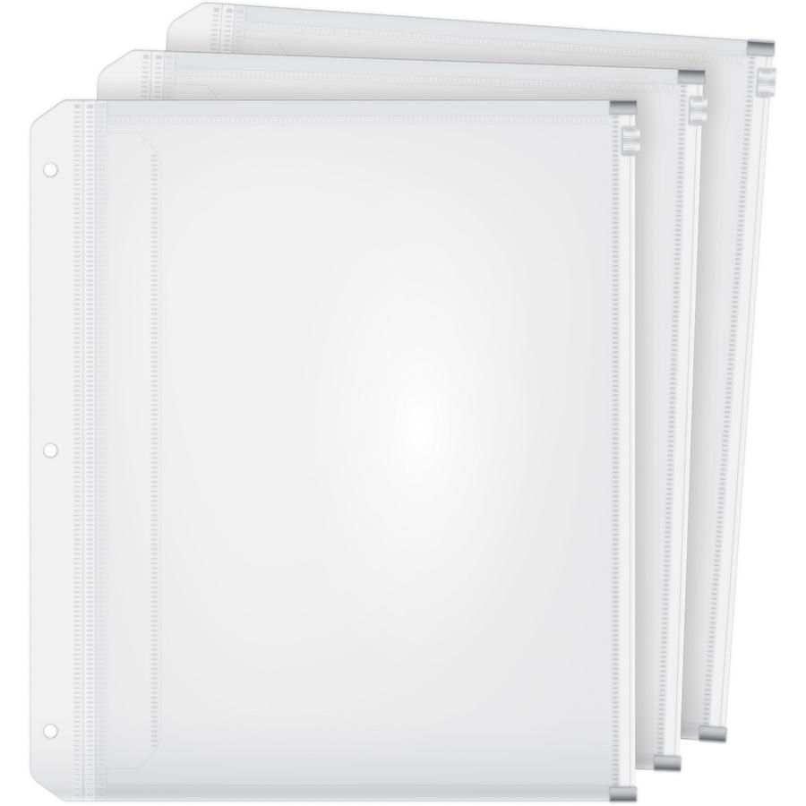 Cardinal Expanding Zipper Binder Pockets - 11.8" Height x 0.3" Width x 10.5" Length - 0.50" Maximum Capacity - 100 x Sheet Capacity - For Letter 8 1/2" x 11" Sheet - Ring Binder - Rectangular - Clear . Picture 2