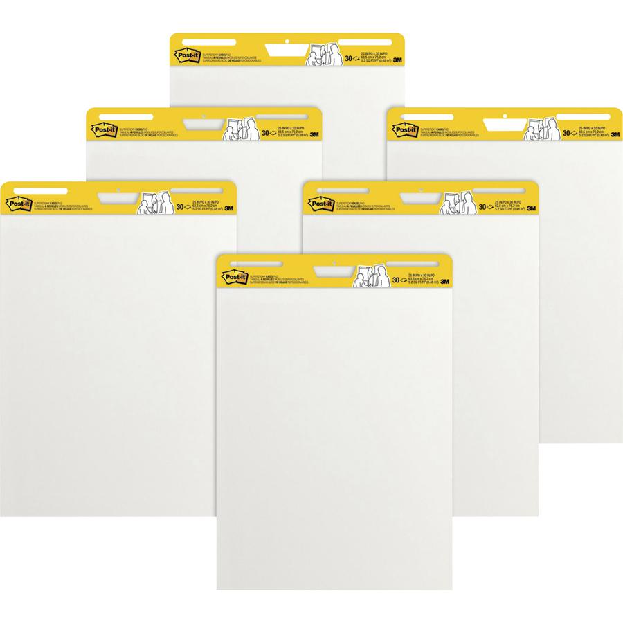 Post-it&reg; Self-Stick Easel Pad Value Pack - 30 Sheets - Plain - Stapled - 18.50 lb Basis Weight - 25" x 30" Sheet Size - White Paper - Cardboard Cover - Repositionable, Self-adhesive, Bleed-free, B. Picture 6