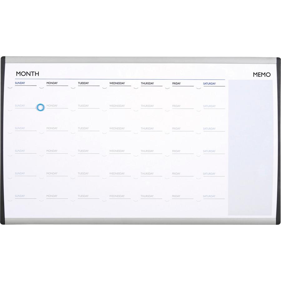 Quartet Arc Cubicle Whiteboard Calendar - 18" Height x 30" Width - White Natural Cork Surface - Magnetic, Calendar, Durable, Lightweight - Silver Aluminum Frame - 1 Each. Picture 3