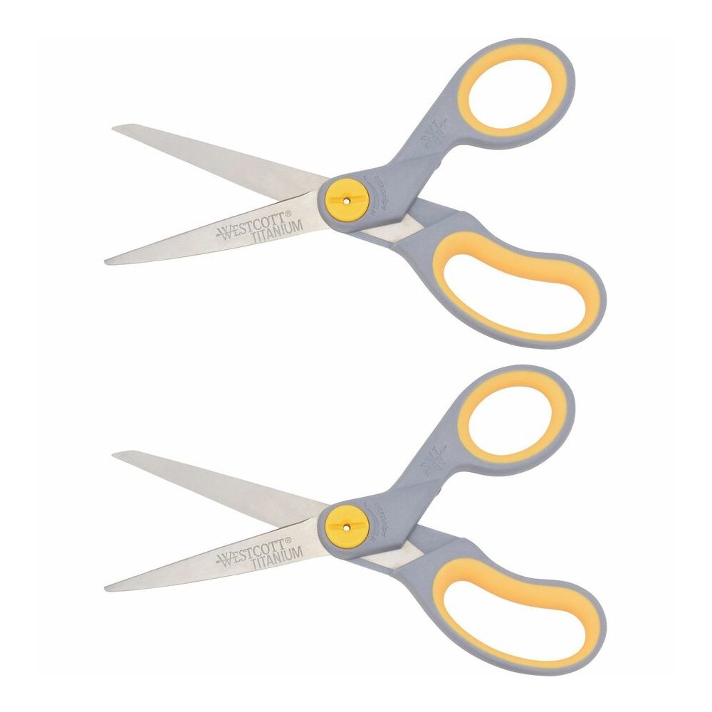 Westcott 8" Titanium Bonded Scissors - 8" Overall Length - Straight-left/right - Titanium - Pointed Tip - Gray - 2 / Pack. Picture 4