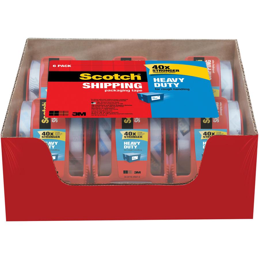 Scotch Heavy-Duty Shipping / Packaging Tape - 22.20 yd Length x 1.88" Width - 3.1 mil Thickness - 1.50" Core - Synthetic Rubber Resin - Dispenser Included - Handheld Dispenser - Moisture Resistant, Sp. Picture 2