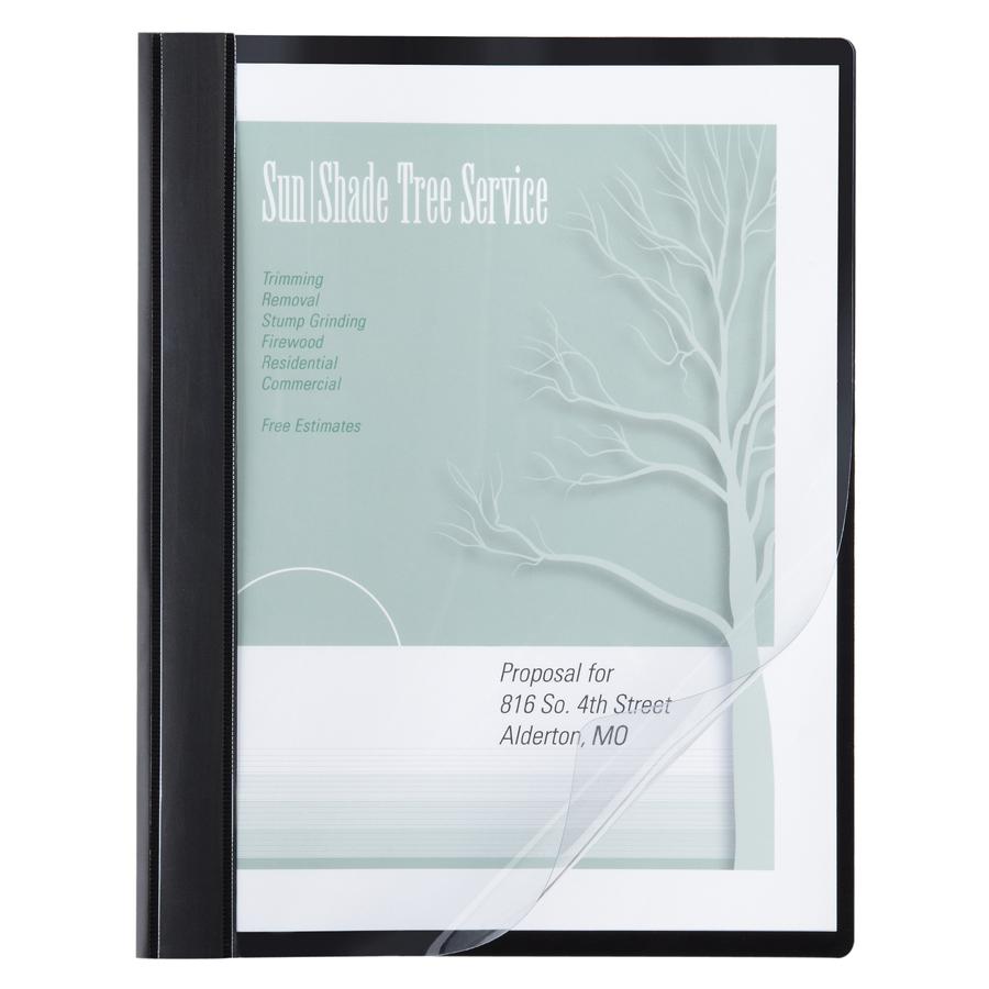 ACCO Letter No Report Cover - 1/2" Folder Capacity - 8 1/2" x 11" - 100 Sheets Capacity - Black, Clear - 1 / Pack. Picture 2
