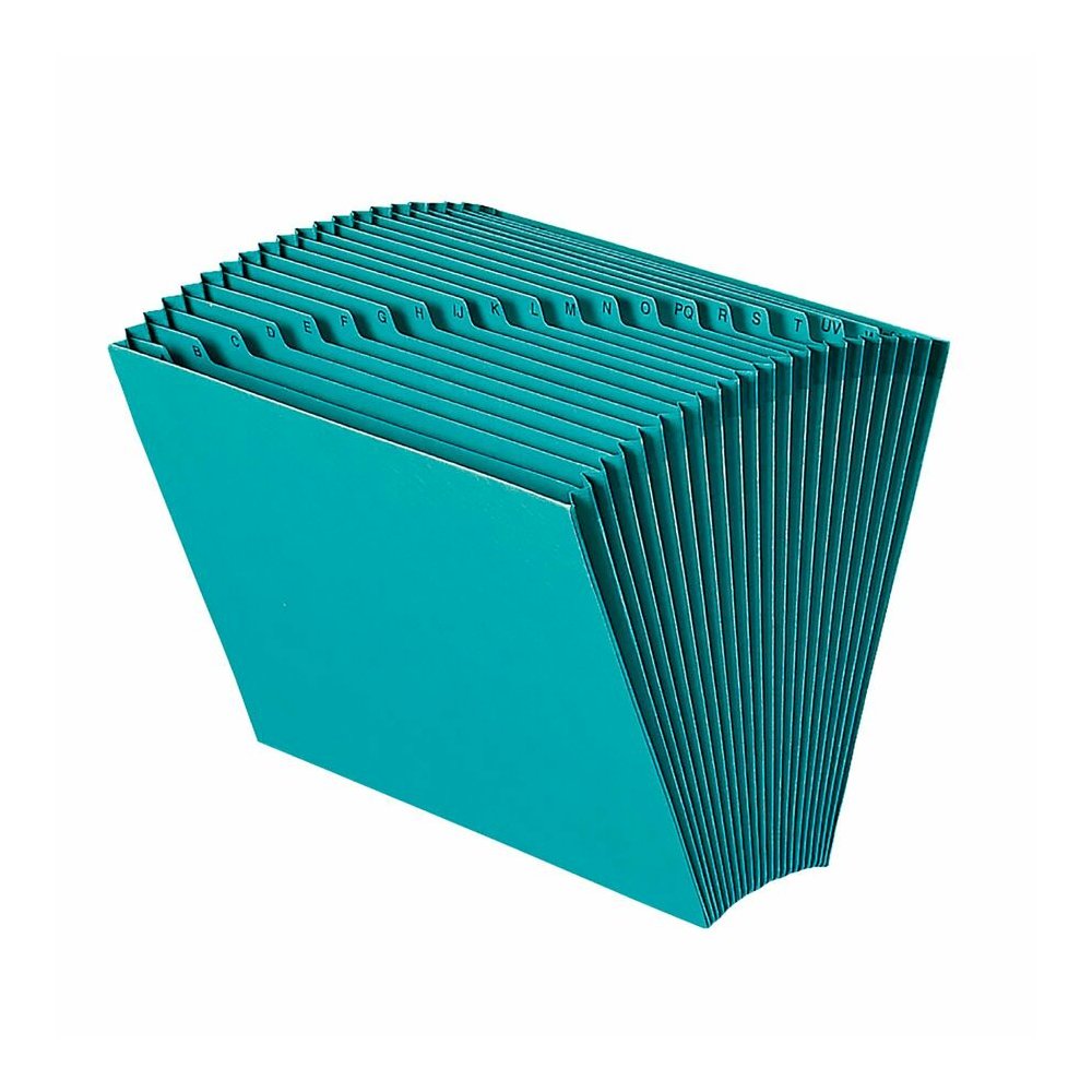 Smead Colored Letter Recycled Expanding File - 8 1/2" x 11" - 7/8" Expansion - 21 Pocket - 2 Plys - Teal - Reinforced Gusset - 10% Recycled - 1 Each. Picture 2