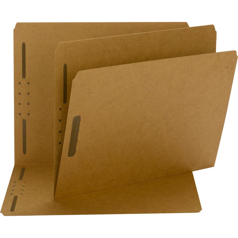 Smead Straight Tab Cut Letter Recycled Fastener Folder - 8 1/2" x 11" - 2 x 2K Fastener(s) - Kraft - Kraft - 10% Recycled - 50 / Box. Picture 9