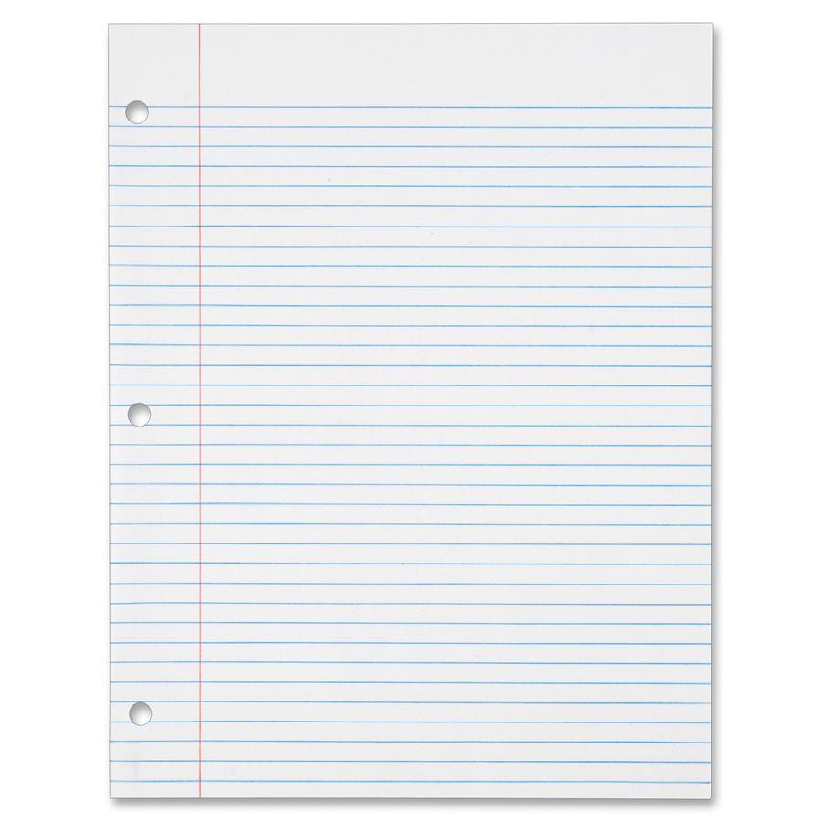 Tops Mediumweight Filler Paper - 500 Sheets - 0.31" Ruled - Ruled Red Margin - 16 lb Basis Weight - Letter - 8 1/2" x 11" - White Paper - 500 / Pack. Picture 2