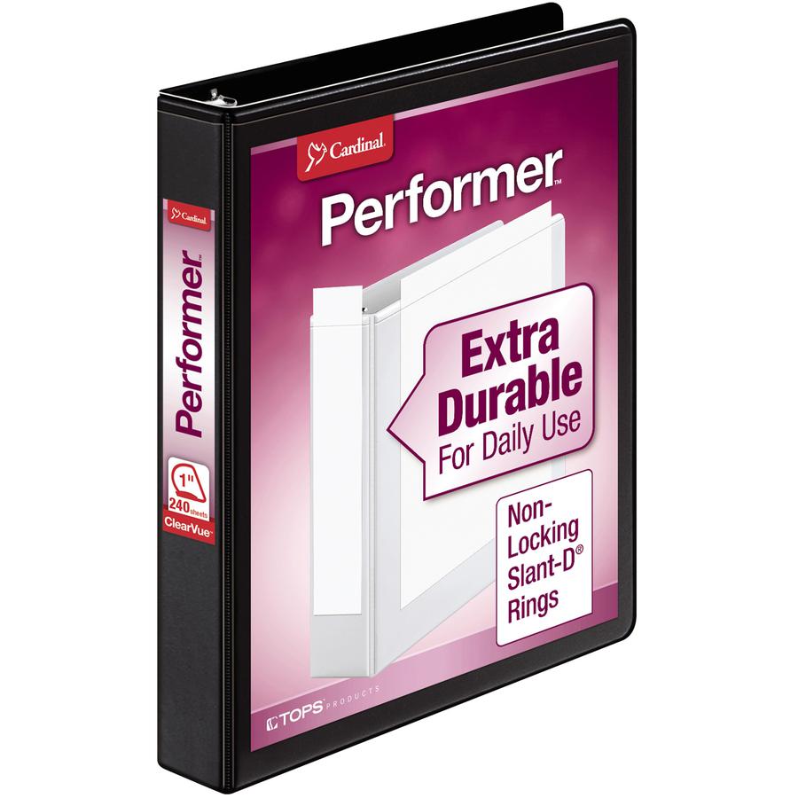 Cardinal Performer ClearVue Slant-D Ring Binder - 1" Binder Capacity - Letter - 8 1/2" x 11" Sheet Size - 240 Sheet Capacity - 1" Spine Width - 3 x D-Ring Fastener(s) - 2 Inside Front & Back Pocket(s). Picture 5