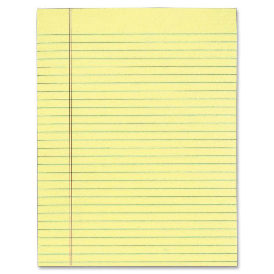 Tops 7522 Gum Top Pad - 50 Sheets - Glue - Ruled Red Margin - 16 lb Basis Weight - Letter - 8 1/2" x 11" - Canary Paper - Perforated - 12 / Pack. Picture 2