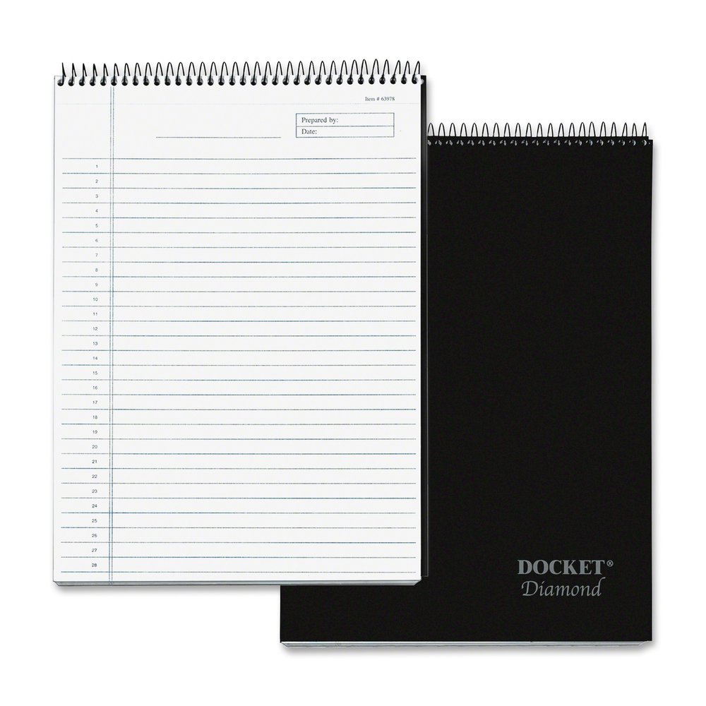 TOPS Docket Diamond Top-Wire Planning Pad - 60 Sheets - Wire Bound - 24 lb Basis Weight - 8 1/2" x 11 3/4" Sheet Size - 11.75" Height x 8.5" Width - Natural White Paper - Black Cover - Rigid, Perforat. Picture 2