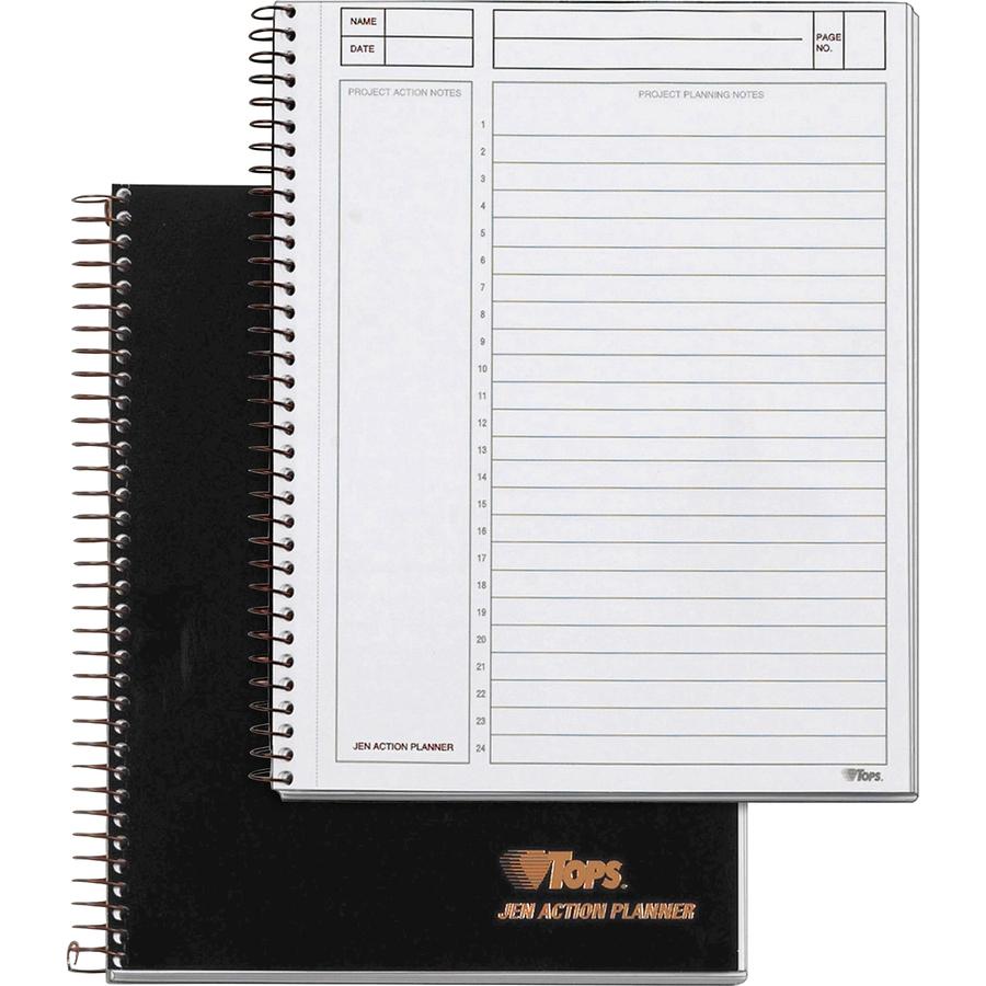 TOPS Action Planner - Action - Julian Dates - 6 3/4" x 8 1/2" Sheet Size - Wire Bound - Chipboard - Black CoverPerforated - 1 Each. Picture 2