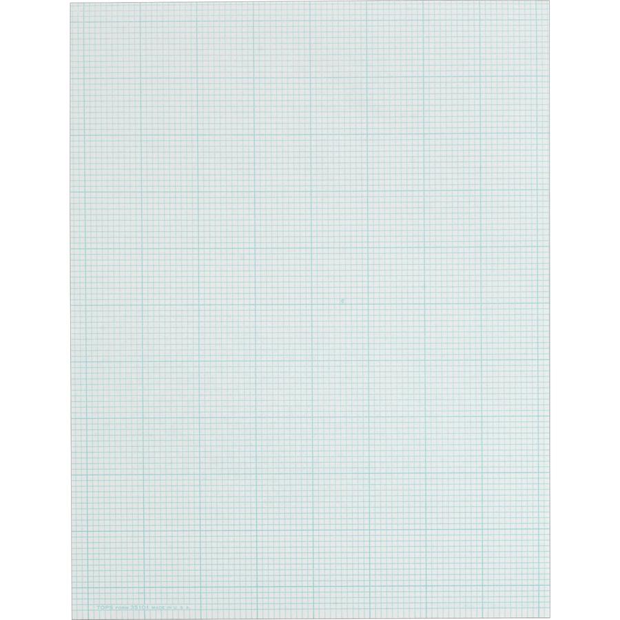 TOPS Cross-Section Pad - 50 Sheets - Glue - Blue Margin - 20 lb Basis Weight - Letter - 8 1/2" x 11" - White Paper - Unpunched - 1 / Pad. Picture 2