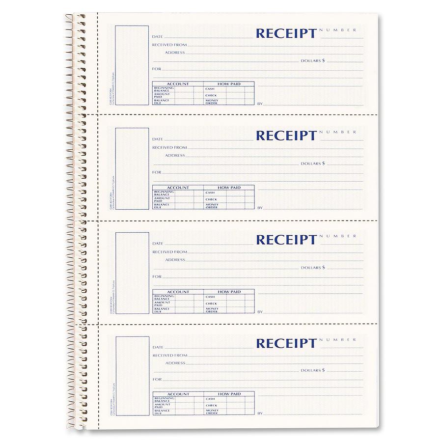 Rediform 3-part Wirebound Money Receipt Book - Wire Bound - 3 PartCarbonless Copy - 2.75" x 7" Form Size - Pink, White - 1 Each. Picture 2