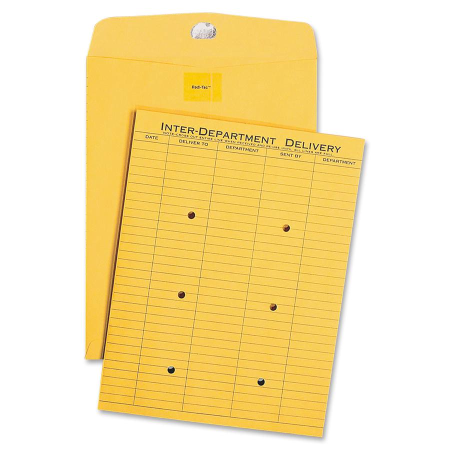 Quality Park Resealable Inter-department 1 Side Print Envelope - Inter-department - 10" Width x 13" Length - 32 lb - Self-sealing - Kraft - 100 / Box - Light Brown. Picture 4
