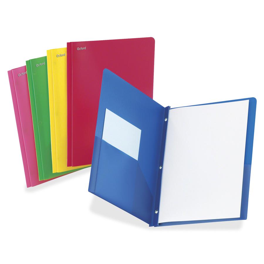 TOPS Letter Pocket Folder - 8 1/2" x 11" - 100 Sheet Capacity - Prong Fastener - 1/2" Fastener Capacity - 2 Pocket(s) - Blue, Red, Pink, Green, Yellow - 25 / Box. Picture 2