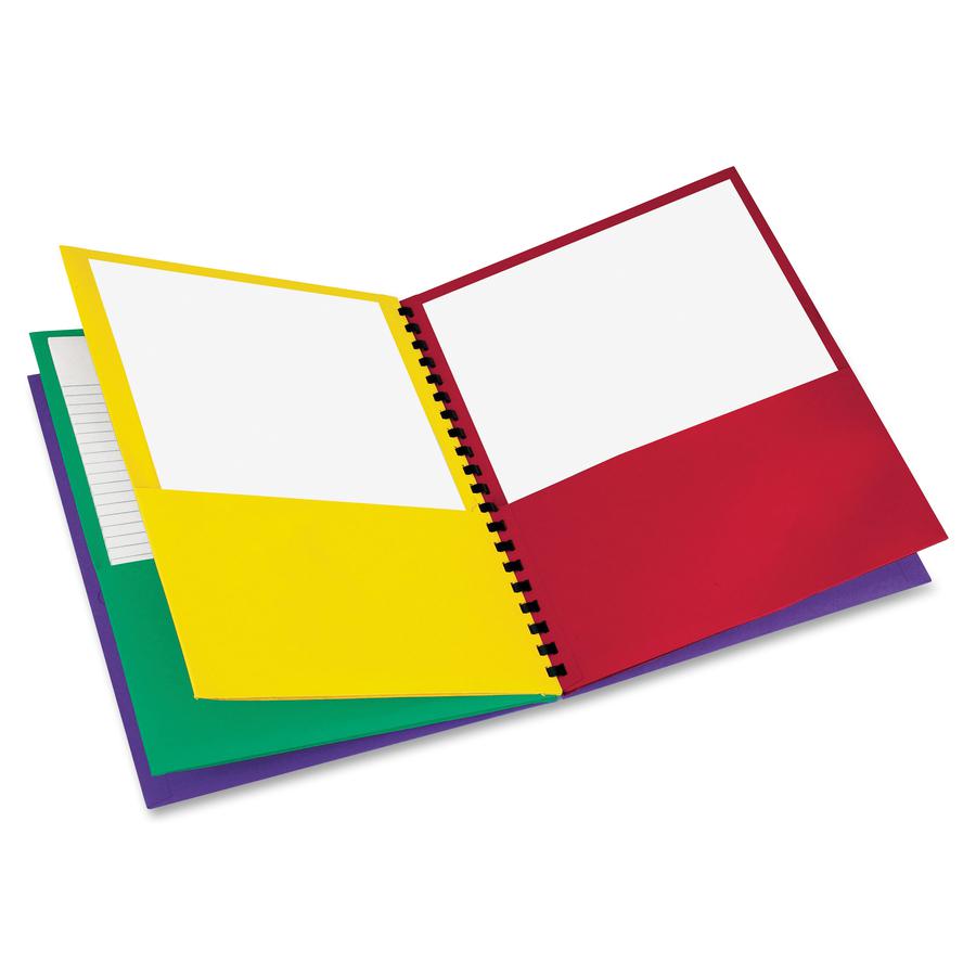 Oxford 99656 Letter Pocket Folder - 8 1/2" x 11" - 200 Sheets Capacity - 8 Pocket - Fiber - Red, Green, Yellow, Purple - Die-cut, Acid-free - 1 Each. Picture 3