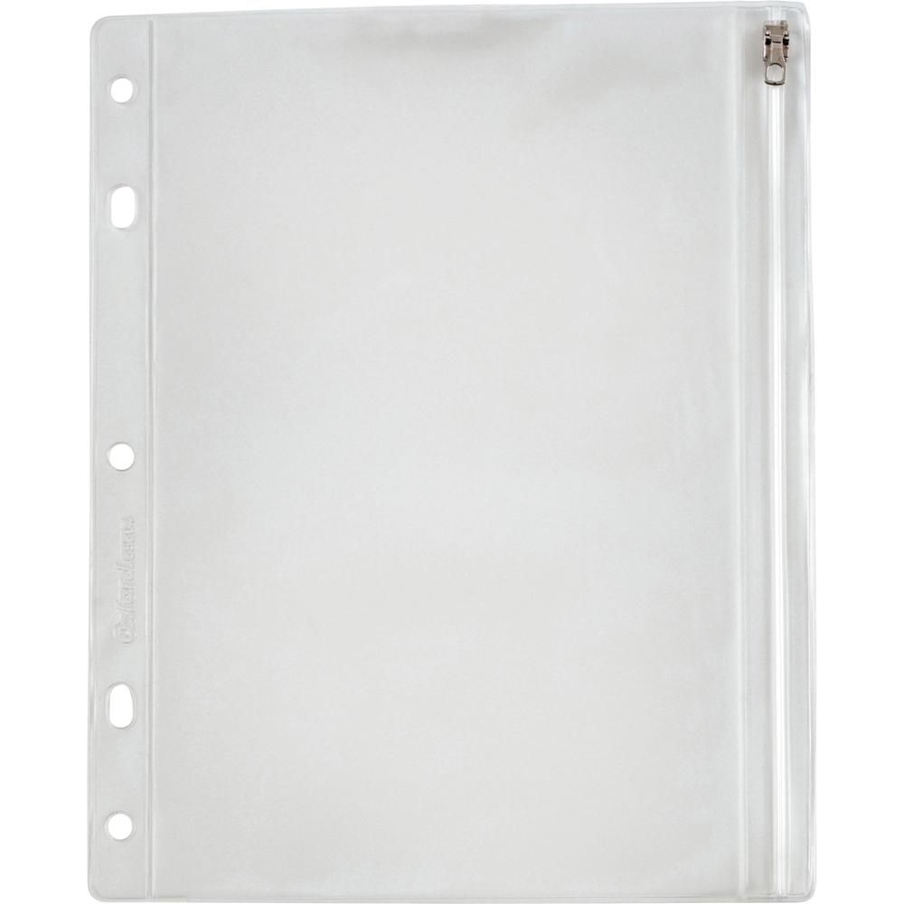 Oxford Zipper Binder Pockets - For 10 1/2" x 8" Sheet - Ring Binder - Rectangular - Clear, White - Poly - 1 Each. Picture 6