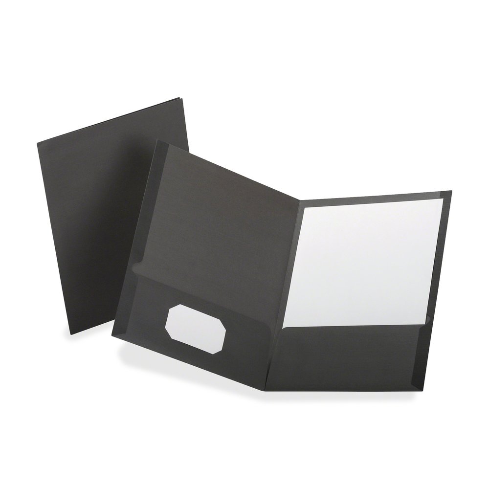 TOPS Letter Pocket Folder - 8 1/2" x 11" - 100 Sheets Capacity - 2 Internal Pocket - 11 pt. - Gray - Textured, Die-cut, CD Holder - 0% Fiber Recycled - 25 / Box. Picture 2