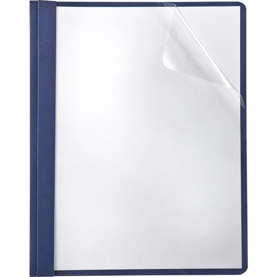 TOPS Letter Recycled Report Cover - 8 1/2" x 11" - 85 Sheet Capacity - 3 x Double Tang Fastener(s) - 1/2" Fastener Capacity for Folder - Navy - 35% Fiber Recycled - 25 / Box. Picture 2