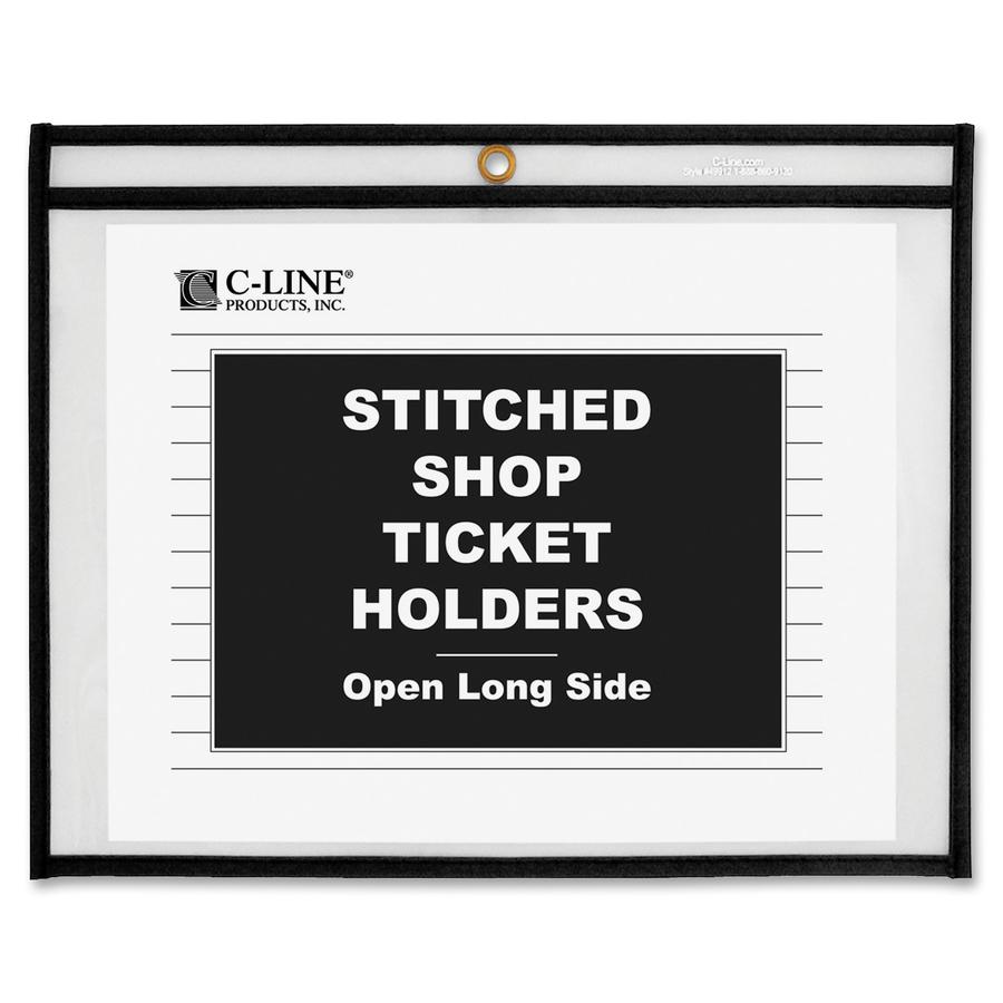 C-Line Shop Shop Ticket Holders, Stitched - Both Sides Clear, Open Long Side, 11 x 8-1/2, 25/BX, 49911. Picture 2