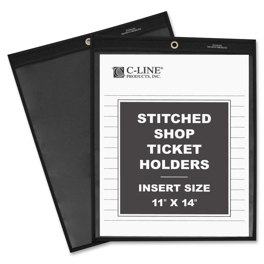 C-Line Shop Ticket Holders, Stitched - One Side Clear, 11 x 14, 25/BX, 45114. Picture 3