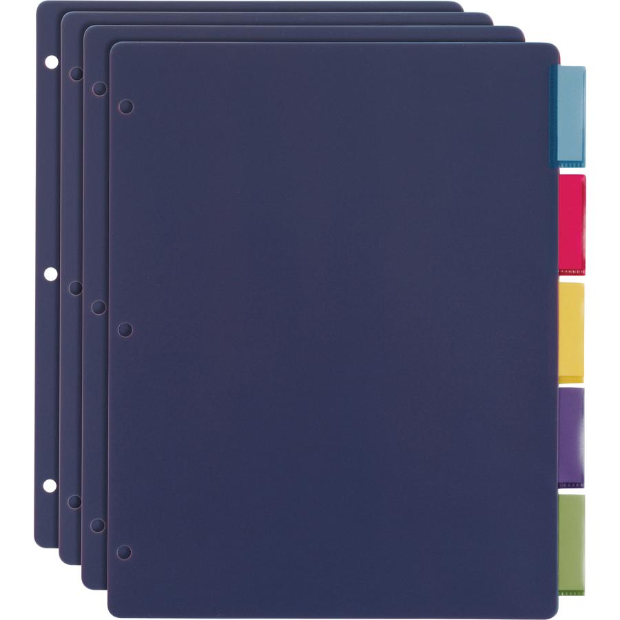 Cardinal&reg; Extra-tough Poly Dividers - 5 Tab(s)/Set - Letter - 8.50" Width x 11" Length - 3 Hole Punched - Polypropylene Divider - Multicolor Tab(s) - Fray Resistant, Tear Resistant, Scratch Resist. Picture 4