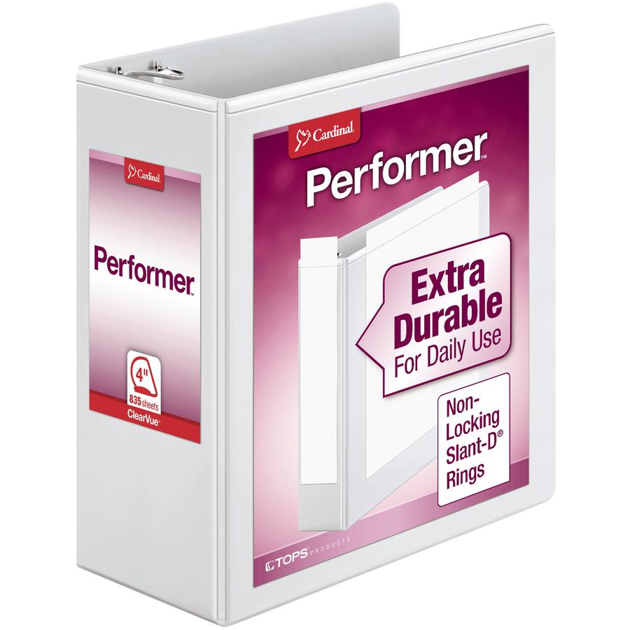 Cardinal Performer ClearVue Slant-D Ring Binder - 4" Binder Capacity - Letter - 8 1/2" x 11" Sheet Size - 835 Sheet Capacity - 3 3/5" Spine Width - 3 x D-Ring Fastener(s) - 2 Inside Front & Back Pocke. Picture 4