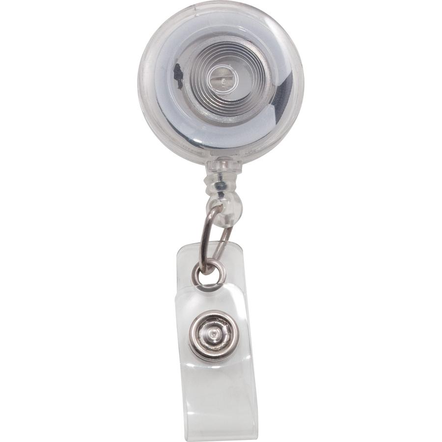 Advantus Translucent Retractable ID Card Reel with Snaps - Plastic, Nylon - Translucent - 12 / Pack. Picture 3