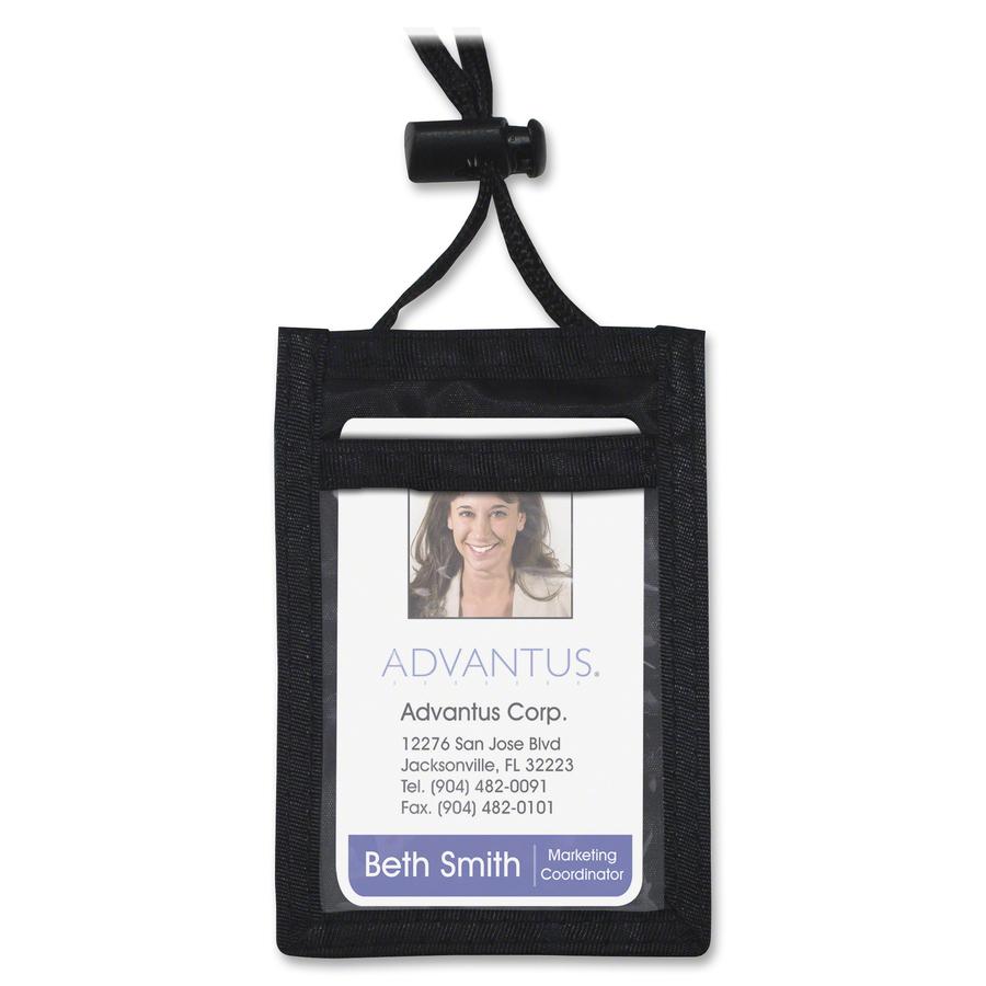 Advantus Vertical ID/Convention Neck Pouch - Vertical - Nylon - Black - 12 / Pack. Picture 8