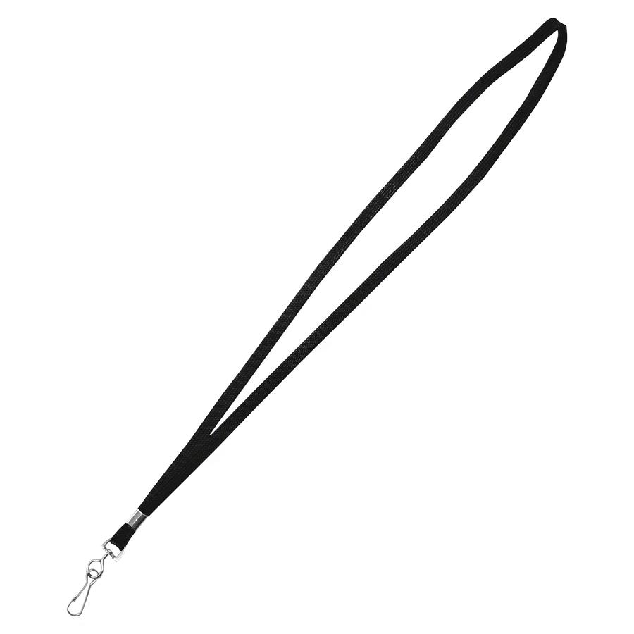 Advantus Deluxe Neck Lanyard with Hook for Badges - 24 / Box - 36" Length - Black. Picture 3