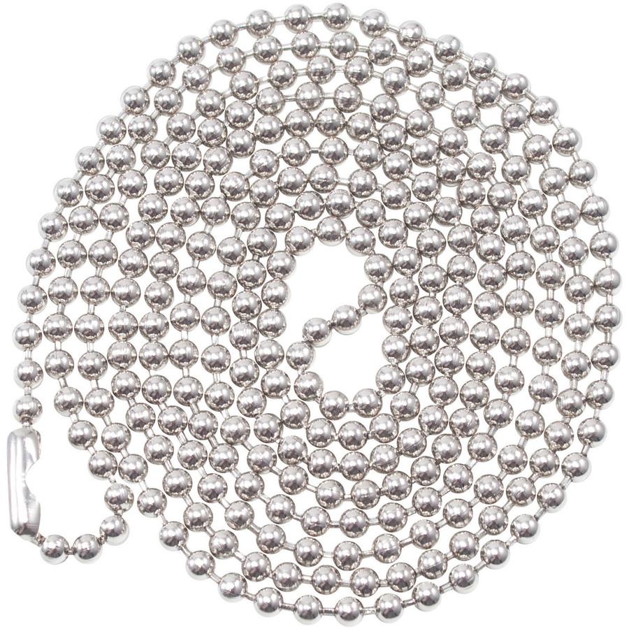 Advantus 36" ID Badge Chain - 36" - 100/Box - Nickel Plated - Metallic. Picture 3