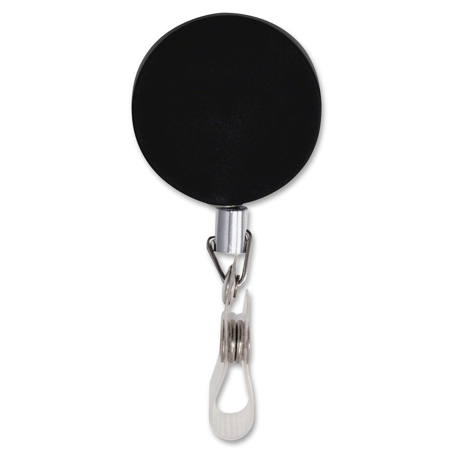 Advantus Premier Retractable Heavy Duty ID Reel With Badge Clip - Plastic, Steel - 12 / Box - Black, Silver. Picture 2