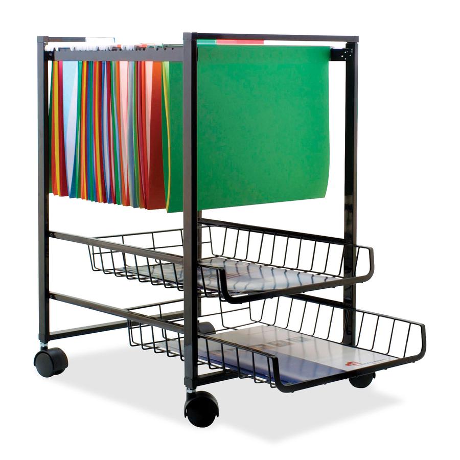 Advantus Mobile File Cart - 4 Casters - Steel - x 16" Width x 13" Depth x 19.5" Height - Black Steel Frame - Black - 1 Each. Picture 5