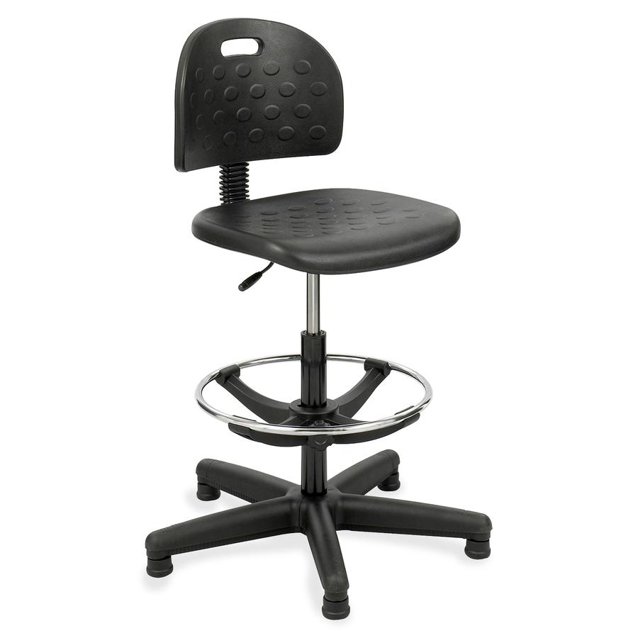 Safco Soft Tough Economy Workbench Drafting Chair - Black Seat Color - Foam, Polyurethane Seat Material - Foam Back Material - 5-star Base - Black - 1 Each. Picture 2