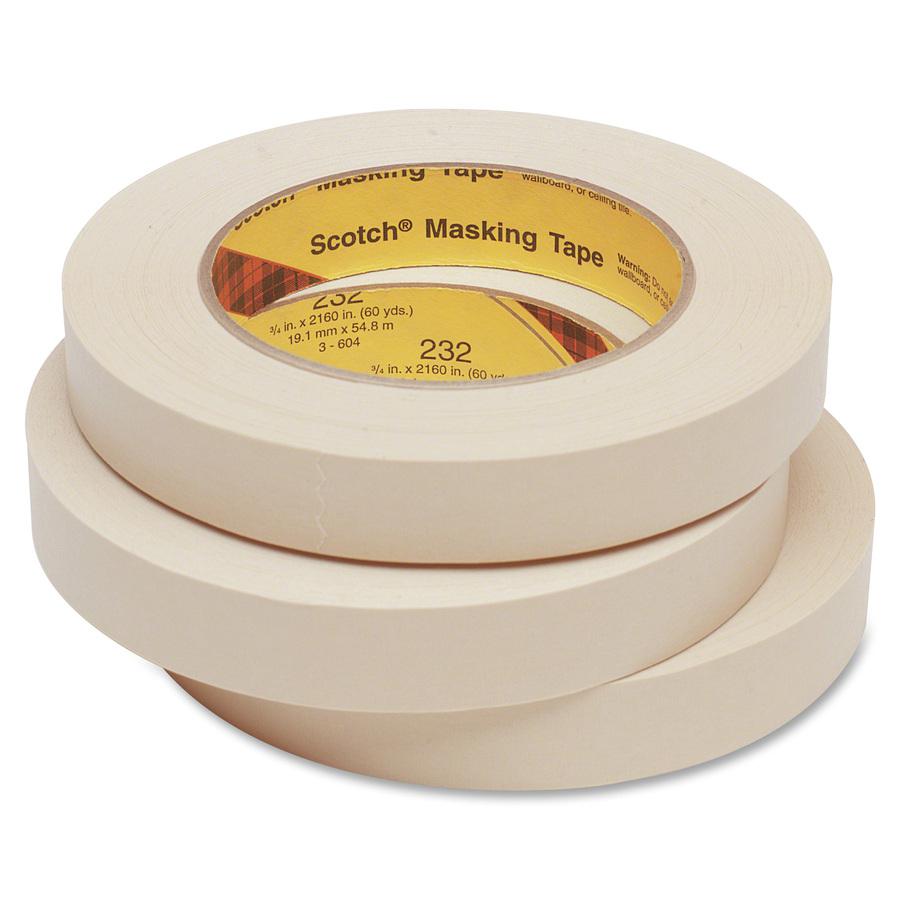 Scotch High-Performance Masking Tape - 60.15 yd Length x 0.47" Width x 6.3 mil Thickness - 3" Core - Tan - Rubber Backing - For Bundling, Holding, Protecting - 1 Roll. Picture 2