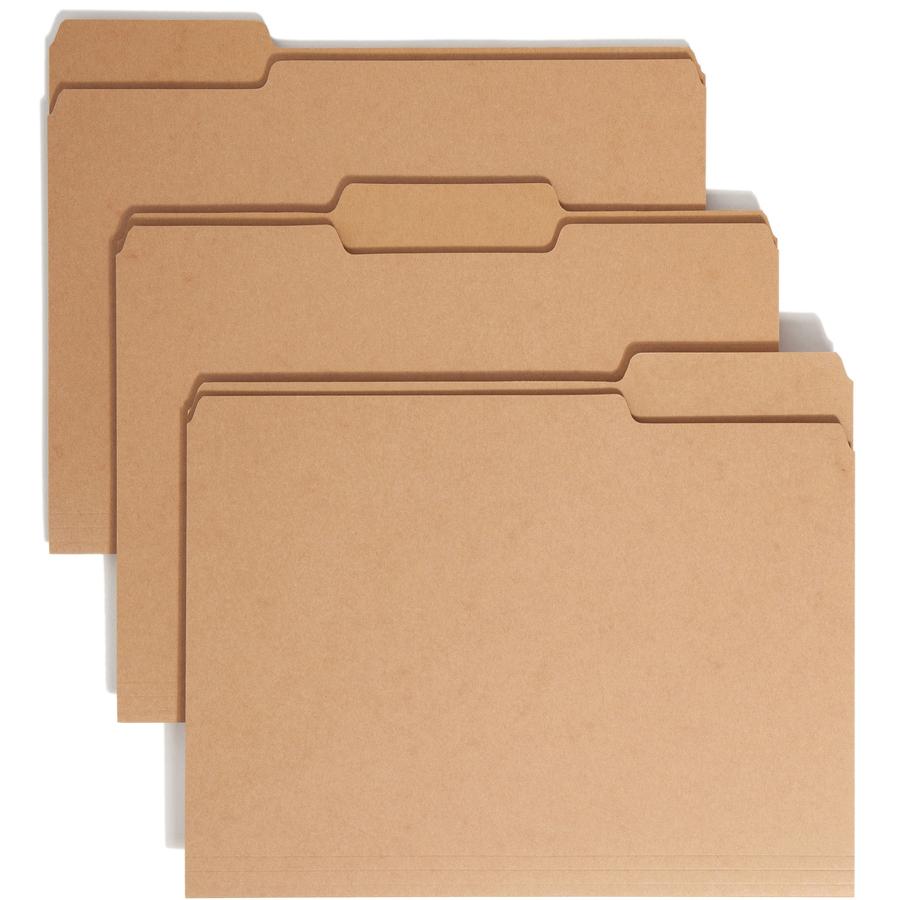 Smead 1/3 Tab Cut Letter Recycled Top Tab File Folder - Letter - 8.5" x 11" - 1/3 Tab Cut - 50 / Box - 17pt. - Kraft. Picture 9