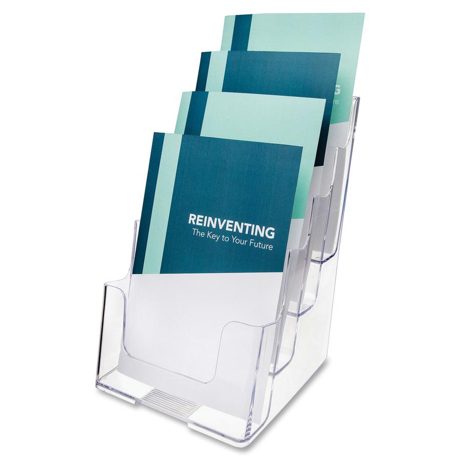 Deflecto Booklet Holder - 4 Compartment(s) - 4 Tier(s) - 10" Height x 4.9" Width x 6.1" DepthDesktop - Compact, Booklet Size - Clear - Plastic - 1 Each. Picture 3